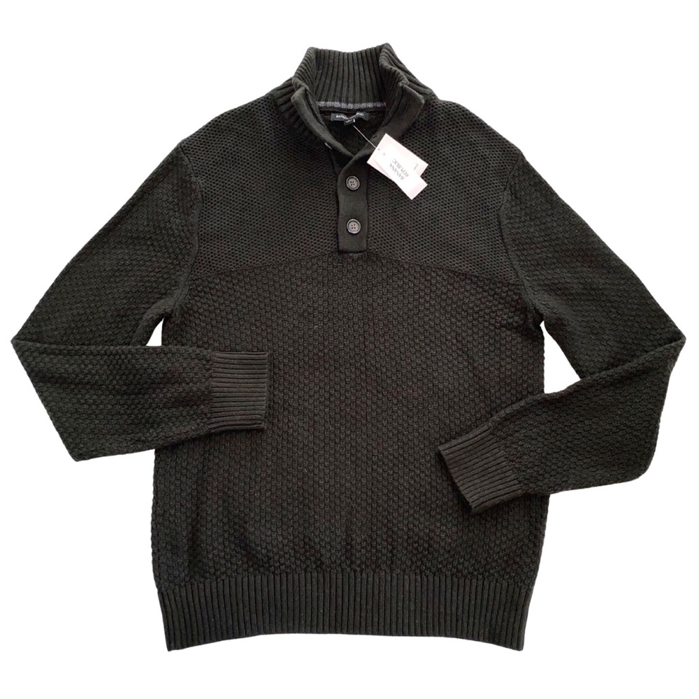 NWT ✨ Banana Republic | Deep Olive Green 1/4 Button Waffle Weave Knit Sweater